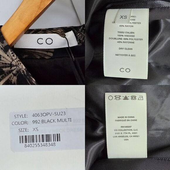 🆕️ CO Seashell Print Satin Sleevless Midi Dress in Black - Picture 15 of 15